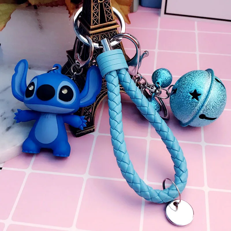 

Newest LED Lilo Stitch Keychain Flashlight Sound With Bell Braided Rope Say I Love You Cute Stitch Doll Kids Adult Birthday Gift