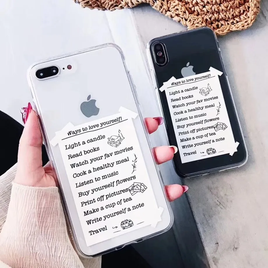 Простой мультфильм буквы чехол для iPhone X 6 S 7 8 Plus модный Ультра тонкий задняя
