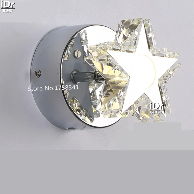 

Single head aisle LED lights stainless steel Crystal lamps small modern minimalist wall lamp star free shipping
