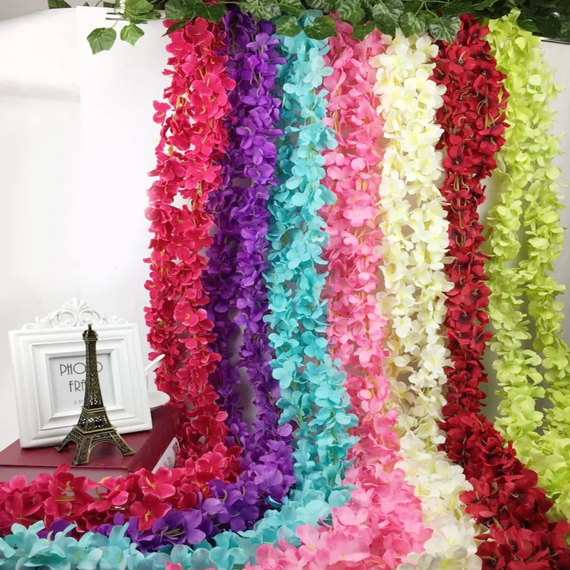 

Wedding Decorations 2M Artificial Silk Wisteria Cattleya Flower Fake Flower Wreaths Home Garden Decoration Garland