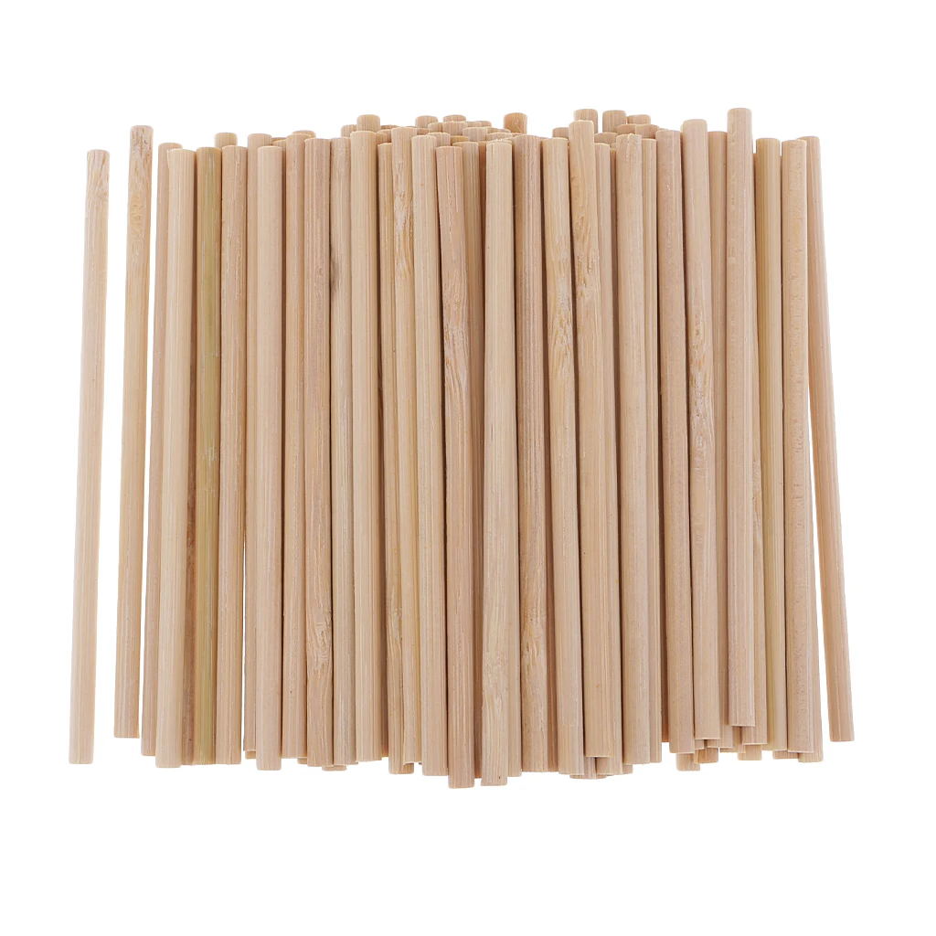 Round Blank Unfinished Bamboo Wood Wooden Lolly Lollipop Stick Dowel Rod Pole for Woodcraft Hobbies DIY Craft