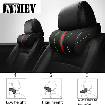 

NWIEV 1X Car Neck pillow Three primary colors Headrest For BMW Mini Cooper S VW Polo Passat B6 Golf 4 5 6 7 Touareg Bora Tiguan