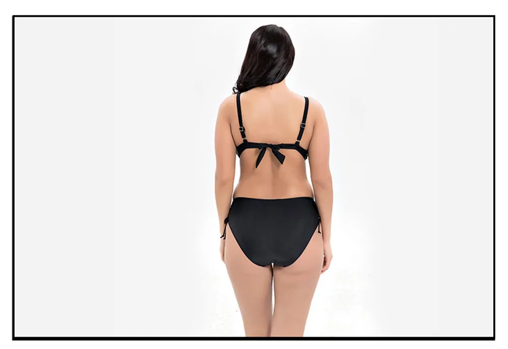Plus size 6XL Big Chest Push Up bikini 2018 Large Size Swimwear Swimsuit For Women Retro Bathing Suit Bandage Floral Bikini set (4)