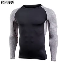 Мужская рубашка для бега Rashguard с суперменом мужские рубашки с длинным рукавом быстросохнущие компрессионные рубашки фитнес-Спорт Рубашка анти УФ спорт