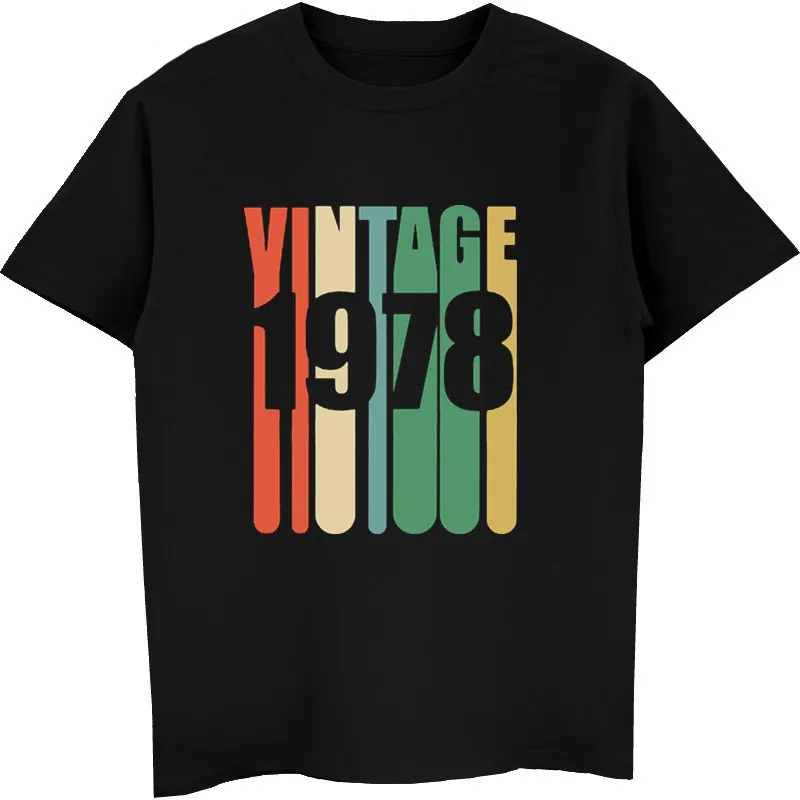 

Vintage T-Shirt Men 1978 Birthday Retro Design Shirts Men Cotton Short Sleeve Shirts Casual Hip Hop Tees Tops Harajuku
