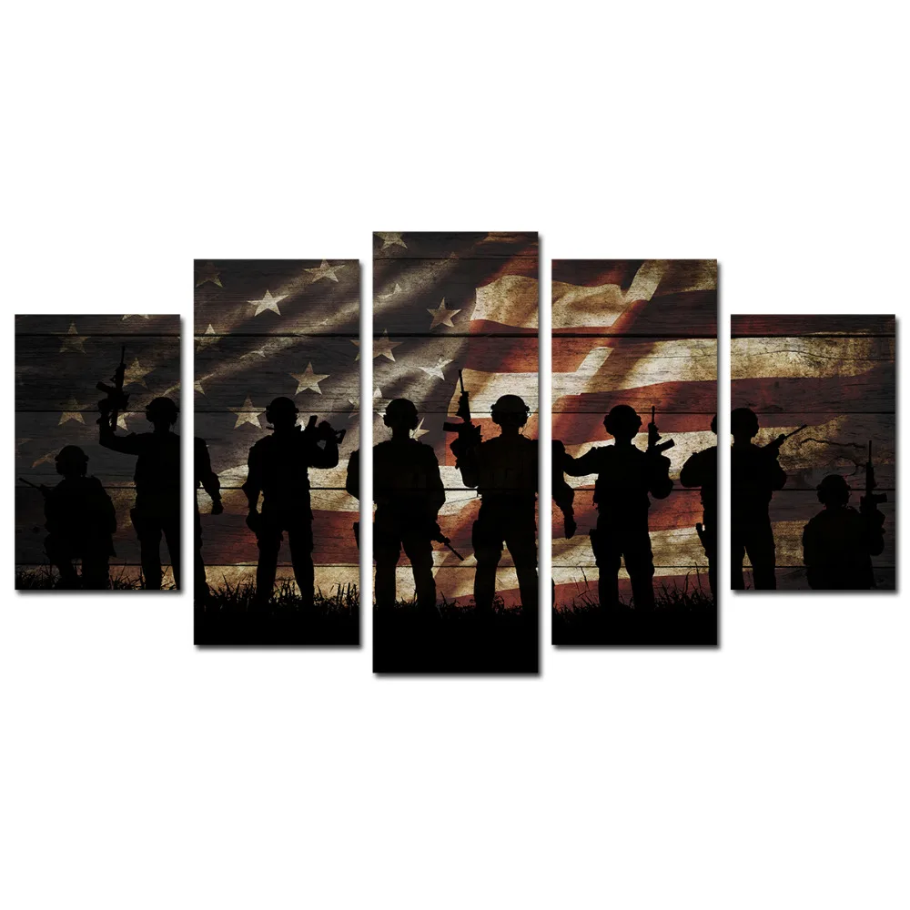 Visual Art Decor American Flag Canvas Wall Art USA Flag Patriotic Theme