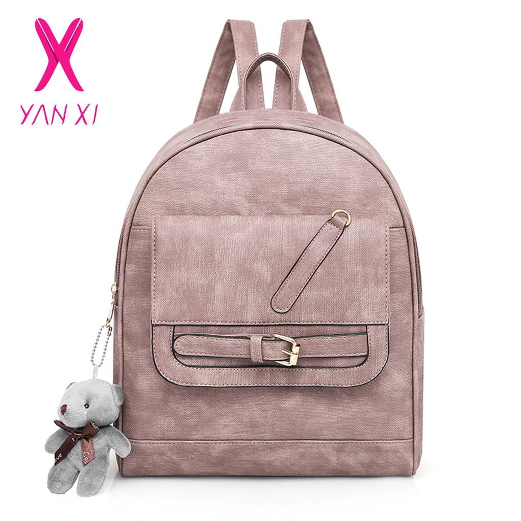 

YANXI High Quality Women Backpack PU Leather Large School Bags for Girls Casual Travel Shoulder Bags Female Backpacks Mochila