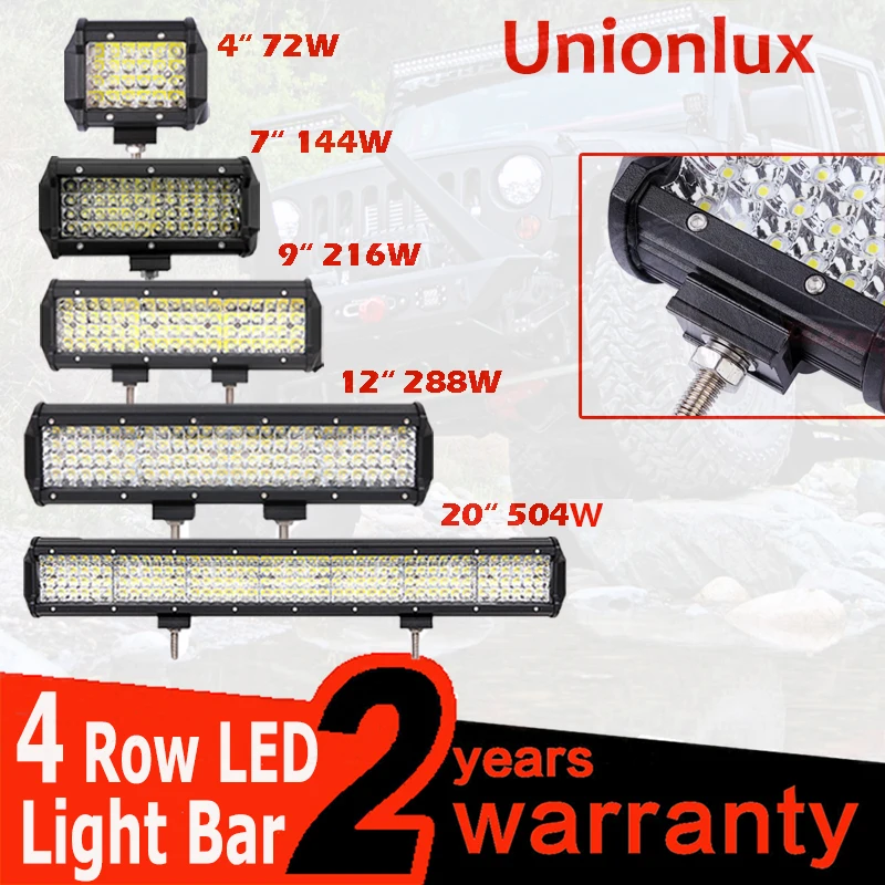 

Quad Rows 4 - 20 Inch Off Road LED Bar Auto LED Light Bar for Car Tractor Boat 4WD 4x4 Truck SUV ATV Driving Lamp 12V 24V