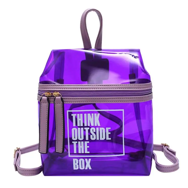 

Transparent PVC Travel Backpacks Women Casual Small Bookbags for Teenager Boys Girls Clear Shoulder School Bags 2019 New