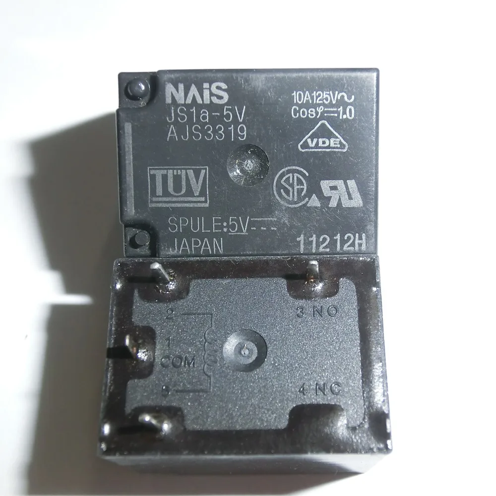 5 шт. JS1a-5V AJS3319 4Pin 10A 125 В реле ультра-миниатюрный ПК Тип платы реле питания JS1A