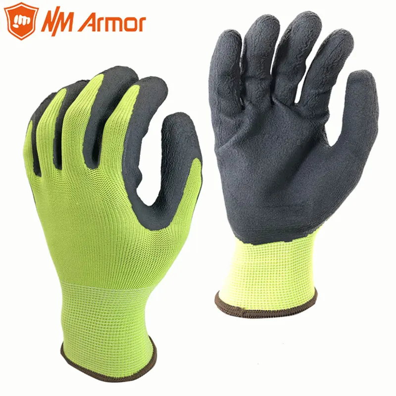 

SRSAFETY Hot Sale Polyester Black PU Latex Work Safety Gloves Mechanic Working Gloves men