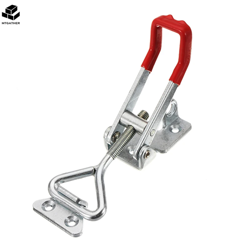 

MTGATHER 300Kg/661Lbs Quick Latch Type Toggle Clamp Catch Adjustable Lever Handle Iron Rubber Silver Red Adjustable