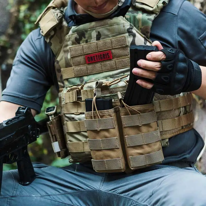 OneTigris тактический MOLLE двойной открытый Топ Mag Чехол M4/M16 подсумок страйкбол военная Униформа Пейнтбол Снаряжение