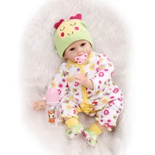 Nicery 22inch 55cm Reborn Baby Doll Magnetic Mouth Soft Silicone Lifelike Girl Toy Gift for Children Red White Flowers Bee
