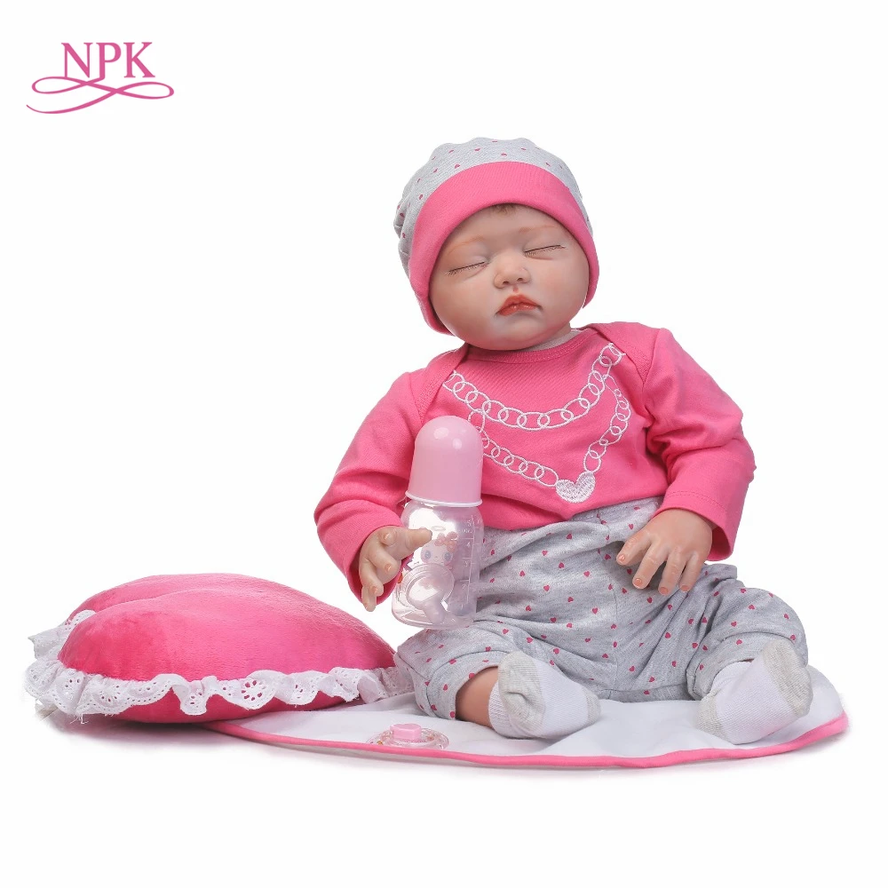 

NPK NEW 22inch 55CM silicone vinyl soft real gentle touch reborn baby dolls sweet sleeping bebe doll