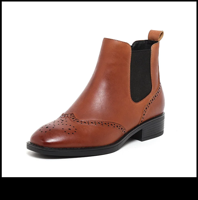 Sale MYCOLEN New Chelsea Boots Women Shoes Comfortable Round Toe Thick Heels Shoes Band Fashion Solid Slip-on Ankle Boots Waterproof 5