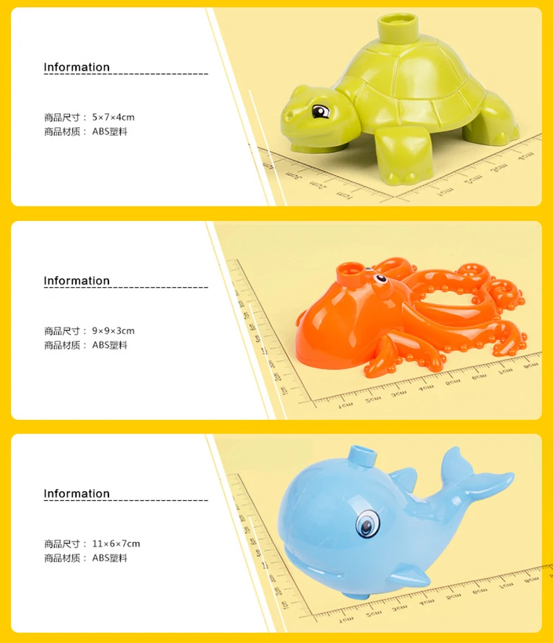 DIY Big Particles Model Building Blocks Ocean Animal whale penguin shark Bricks accessory Compatible with Duploe Toy for children (17)