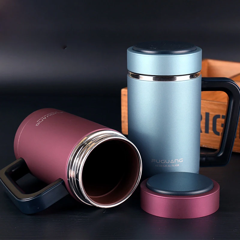 

400ml Purple Sand Bone China Stainless Steel Insulation Cup Mug Tea Cup Office Health with Filter Handle Thermal Water Bottle