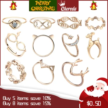 

Chereda 2018 Classical Gold Color Ring for Women Engagement Wedding Christmas Gift Jewelry Party Charm Rings Dropshipping