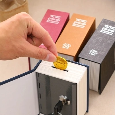

Simulation book safe deposit box creative password banknote storage tin box small children adult with lock piggy bank