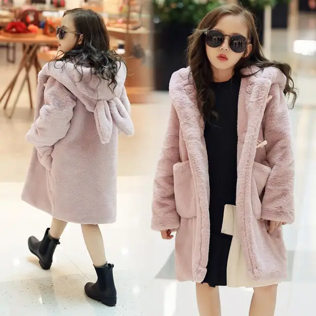 2018 Christmas Winter Baby Teen Girls Faux Fur Fleece Coats