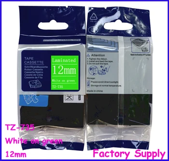 

Tze735 tze-735 tz tze 735 tz735 tz-735 For Brother Printer Label Tape Cassette 12mm p-touch Label Tape White on Green Label Tape