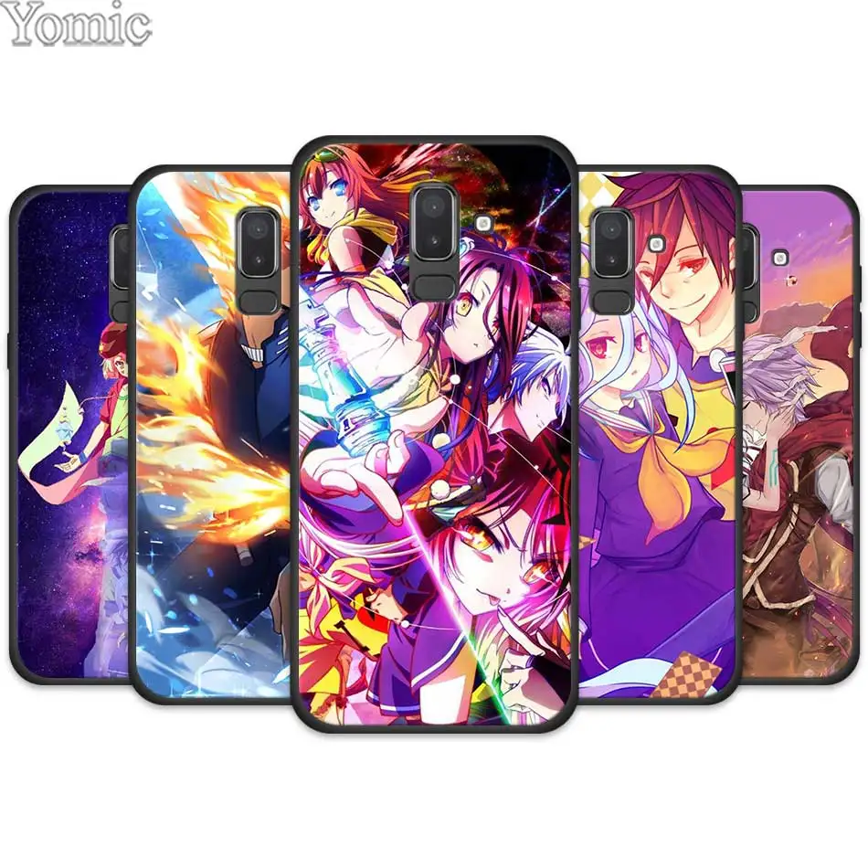 

Mobile Phone Case Cover for Samsung Galaxy J4 J6 J8 Plus 2018 J4Plus J6Plus Black Silicone Cases Coque No Game NO life Anime