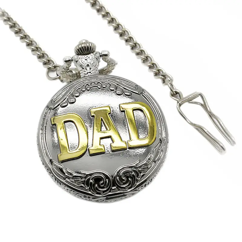 YISUYA DAD Pocket Watch Quartz Analog Steampunk Watch Necklace Chain Father's Day GIfts Men Clock fob watches montre de poche