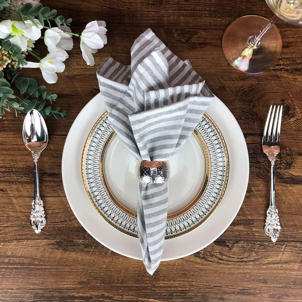 

Striped Cloth Napkins 44x44cm cotton linen Napkins Dinner table Napkins