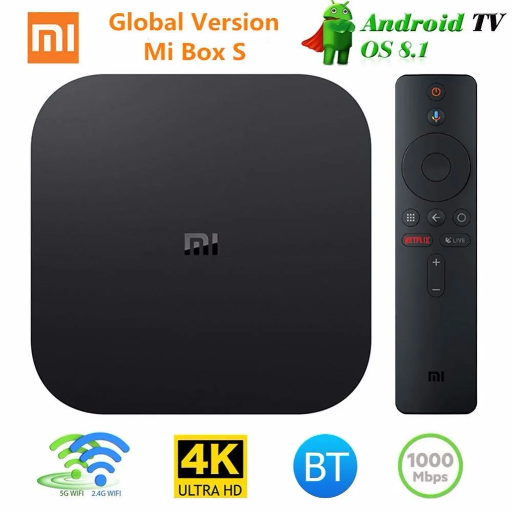 ТВ приставка Xiaomi Mi TV Box S глобальная версия 4K HDR Android HD 2G 8G WIFI Google Cast Netflix