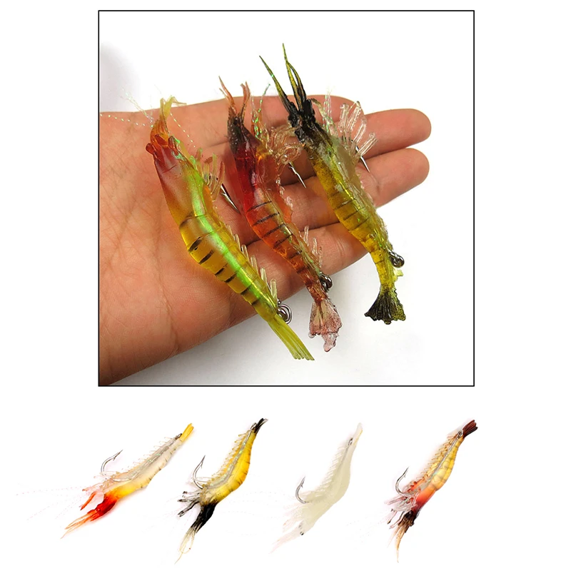 

1 pcs / lot 9 cm / 5g Soft Fishing Bait Artificial Shrimp Spinning Bait with Luminous Pearl Bait Fishing Baits