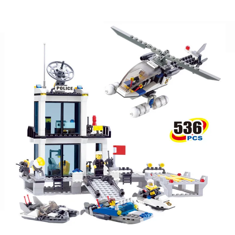 

536pcs Police Station Legoings Building Blocks Kit Toys Children Birthday Christmas Gifts