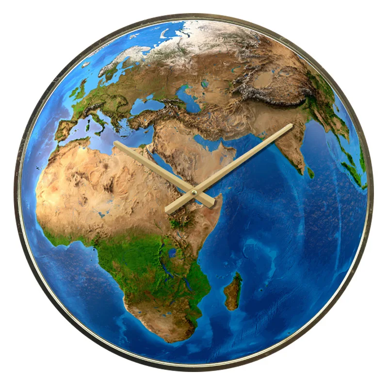

Large Metal Wall Clock Modern Design Living Room Decoration Creative Planet Earth 3D Clocks Big Wall Watch Home Decor 50 cm