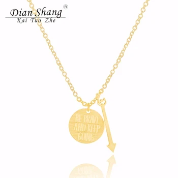 

DIANSHANGKAITUOZHE Wholesale 10pcs Be Brave And Keep Going with Arrow Choker Necklace Tattoo Jewelry For Women Gift For Daughter