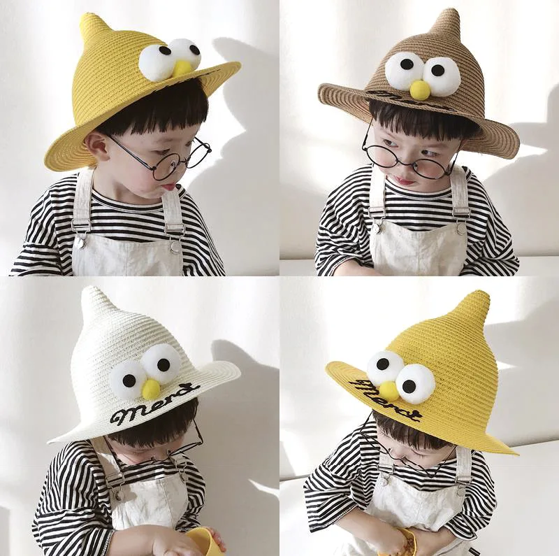 

Summer Straw Sunhat Toddler Children Kids Girls Cute Big Eyes Beach Sun Cap Baby Photography Props Hat for A Boy 1 2 3 4 6 Years