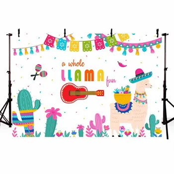 

Vinyl Photography Background Mexican Western Fiesta Carnival Cactus Sand Ridge Colorful Flags Party Backdrop Photo Studio Banner
