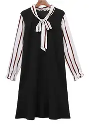 2018 Новое Женское шифоновое поддельное платье с v-образным вырезом и длинными рукавами большого размера