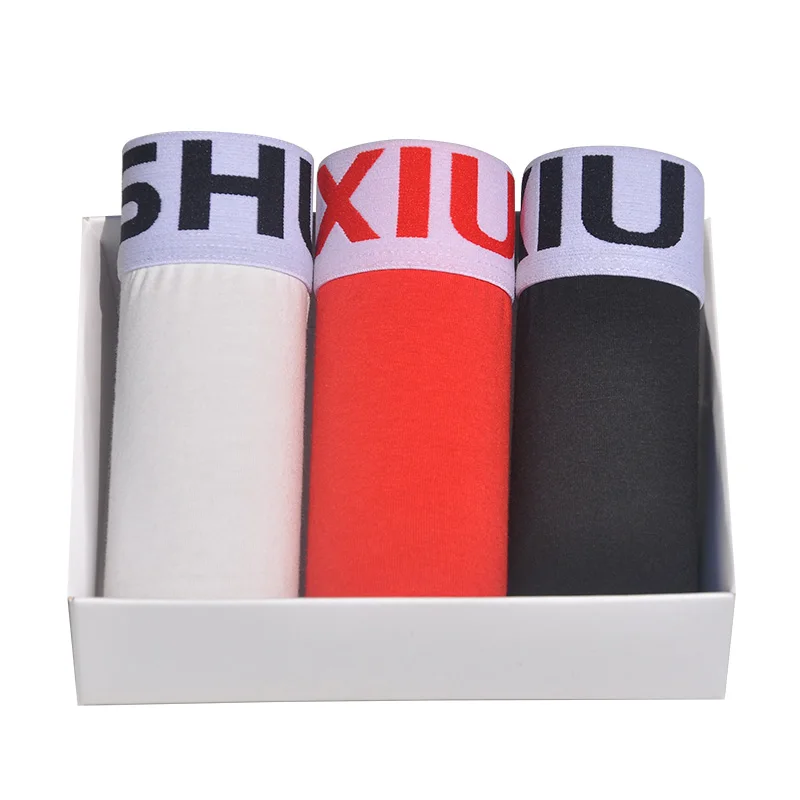 

DEWVKV 2019 Fashion Cotton Breathable Underwear Soft Comfortable Boxer Shorts Solid Color Middle Waist Shorts Men Underwear