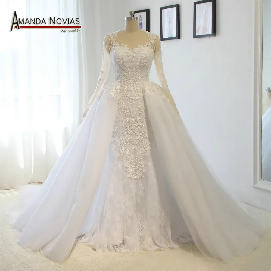 

Luxury Detachable Train Wedding Dress 2019 Arabic Patterns