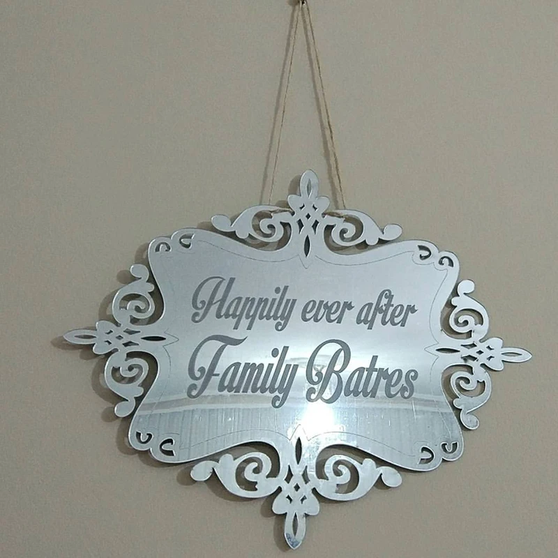 Custom Made Silver Acrylic Mirror Door Wall Wreath, Personalized Acrylic Mirror for Home Wall