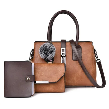 

LANLOU New Messenger bag female 2019 new Korean version of the color portable handbag retro wild hair ball shoulder bag