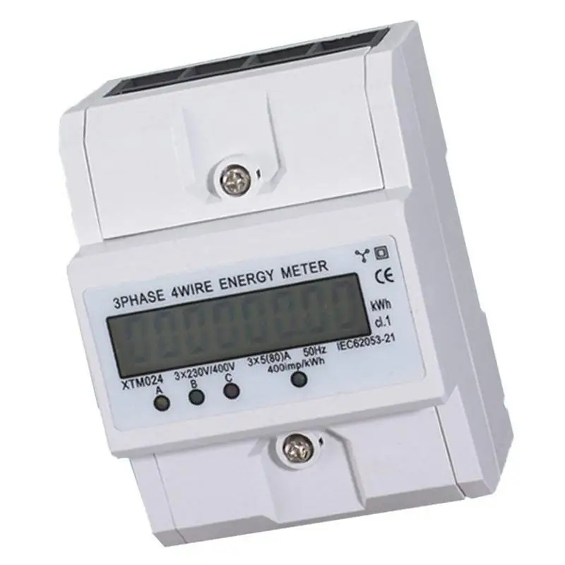 3x5(80A) Energy Meter Electric KWH Triphase DIN Rail Mount LCD
