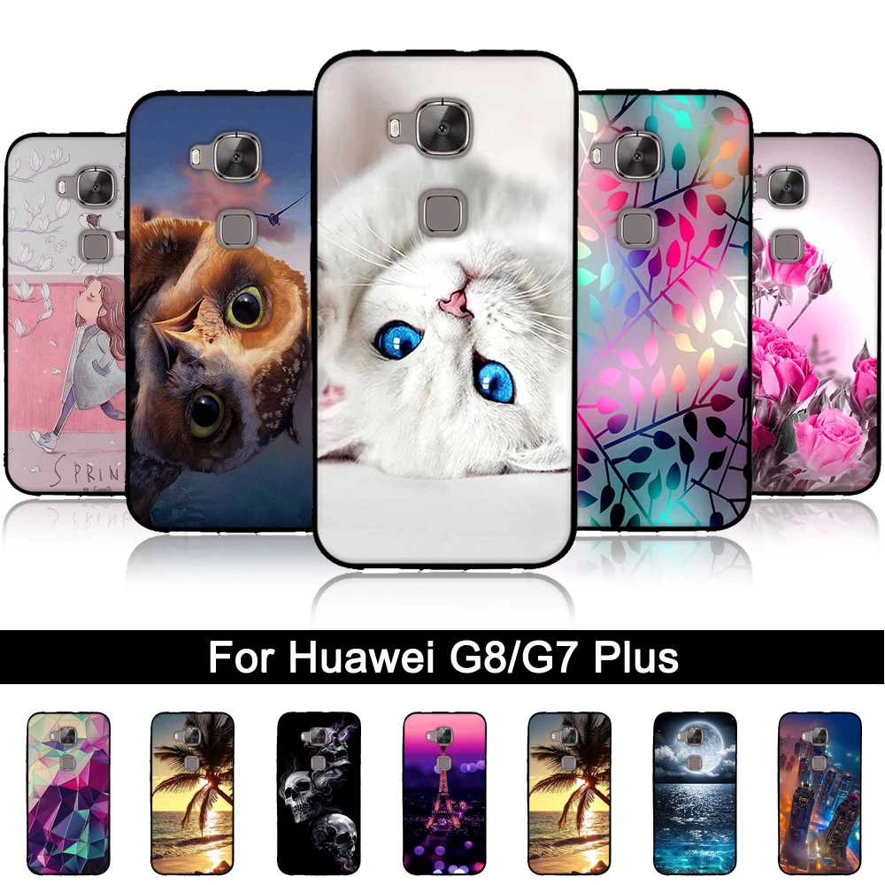 Fundas de TPU para G8 G 8, carcasa trasera de silicona suave para Huawei G7 Plus, carcasas en relieve 3D para Huawei Ascend G7Plus|case for huawei g7|case for huawei g8case