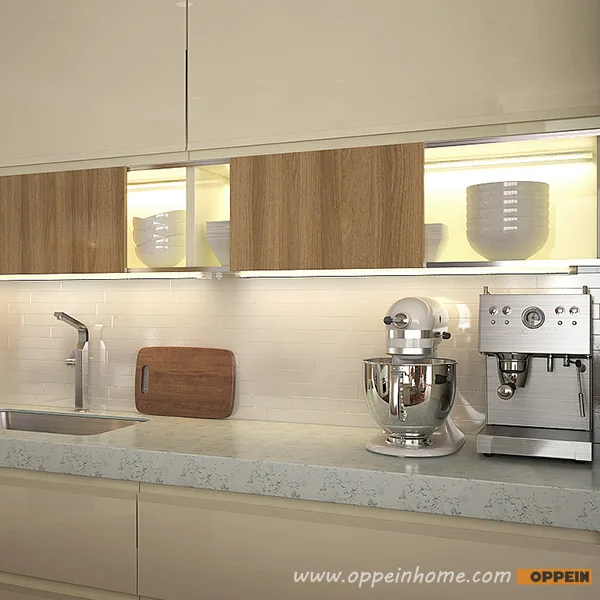 Модульная волокна пластиковые кухонные шкафы с прилавок OP15 PVC04|kitchen cabinet|plastic kitchen