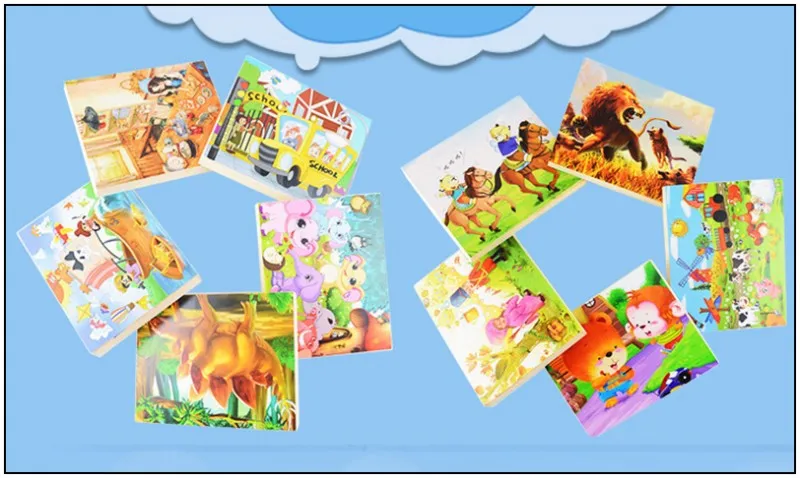 Детские игрушки деревянные головоломки маленький размер 15*15 см деревянные головоломки для детей Детские Мультяшные Пазлы обучающая