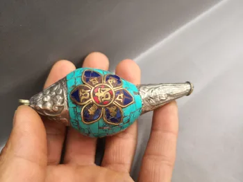 

Nepal Tibet Inlaid Turquoise natural conch Geomantic Necklace Pendant