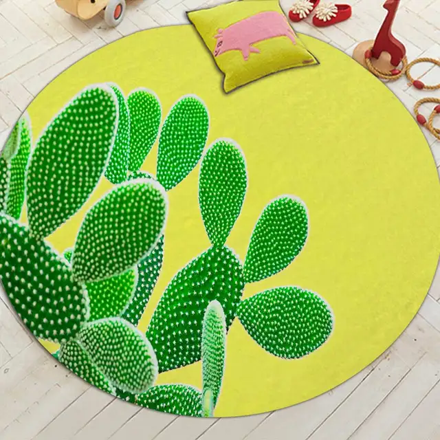 Cactus Printed RoundShaped Floor Rug
