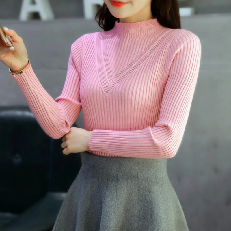 New Pullover Women Turtleneck Sweater Female Jumper Warm Autumn Winter Knitted Slim LJ0699 | Женская одежда