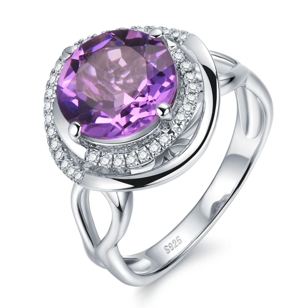 Heaven Halo Luxury 4.5ct Genuine Natural Amethyst Sterling Silver Halo Ring Heaven Halo Luxury 4.5ct Genuine Natural Amethyst Sterling Silver Halo Ring