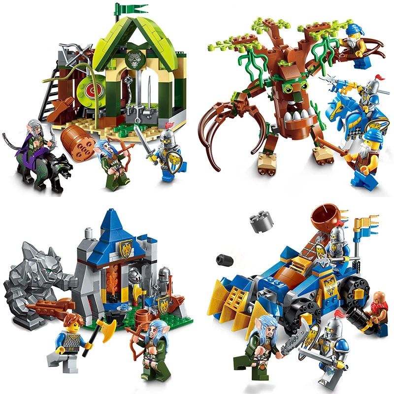 

Enlighten 4 Models War of Glory Castle Knights Elfin Range Building Blocks Compatible Blocks Friends House Figures Bricks Toy